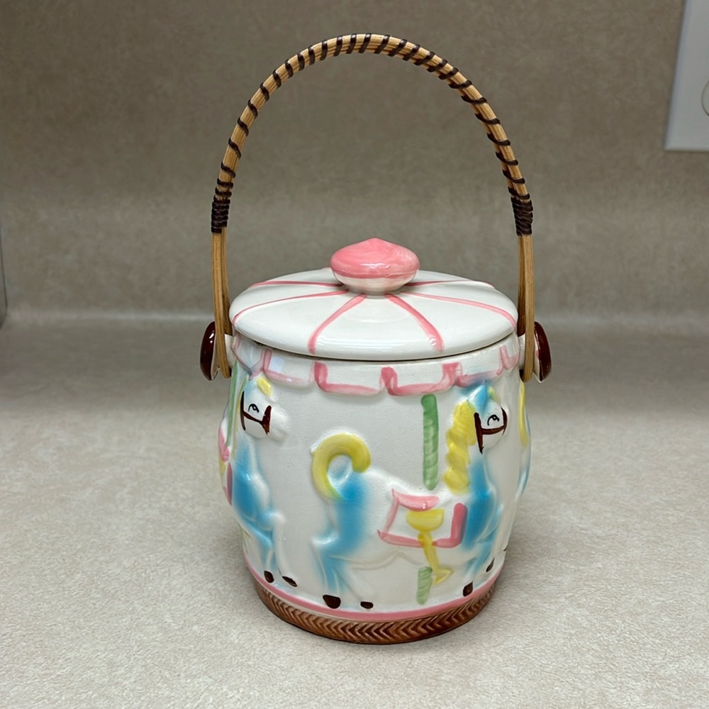 Vintage merry-go-round cookie biscuit jar